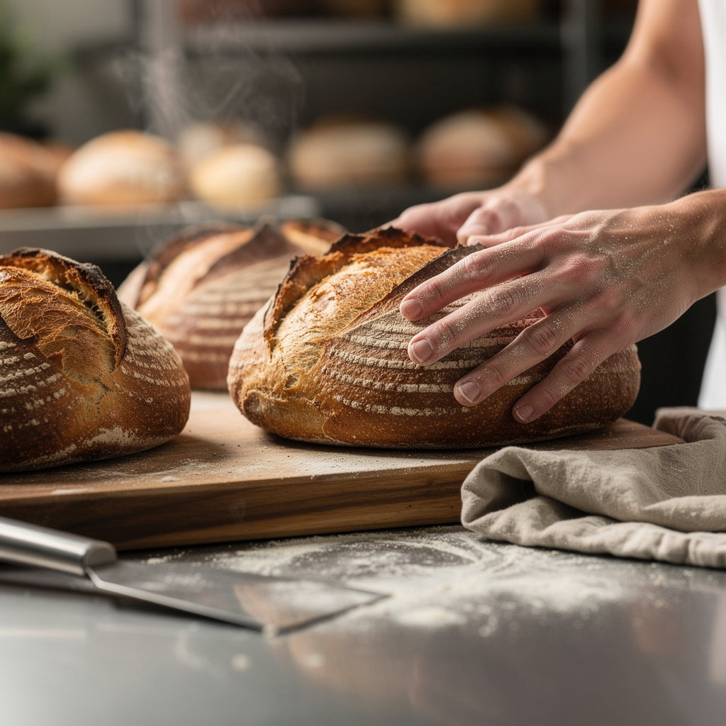 Flour & Stone bakery in Portland's Alberta Arts District showcasing fresh artisan bread and pastries on display